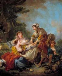 Spåkvinnan. Målning av Francois Boucher (1703-1770) 1700-talet.