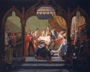 Henri IV (1553-1610) Tar emot monarkins attribut från den döende Henri III (1551-1589) 1814