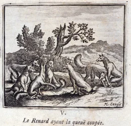 Illustration från "Fables of Jean de la Fontaine" (litho)