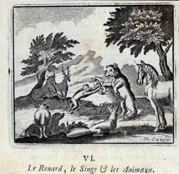 Illustration från "Fables of Jean de la Fontaine" (litho)