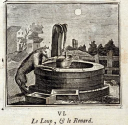 Illustration från "Fables of Jean de la Fontaine" (litho)