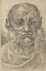 Mask of a Bald Man with Tufty Sideburns, från Divers Masques, ca. 1635-45.