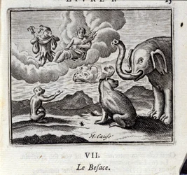 Påsen. Fabler av Jean de La Fontaine (1621-95). Illustration av Francois Chauveau (1613-1676). Upplaga av 1728.
