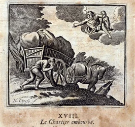 Chartiern stör sig. Fabler av Jean de La Fontaine (1621-95). Illustration av François Chauveau (1613-1676). Upplaga av 1728.