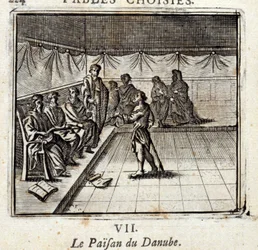 Donaubonden. Fabler av Jean de La Fontaine (1621-95). Illustration av François Chauveau (1613-1676). Upplaga av 1728.