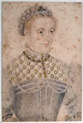 Porträtt av Marie Stuart ung (1542-1587) drottning av Frankrike och Skottland Blyertsteckning av Francois Clouet (1515-1572). 1500-talet. Chantilly, Conde Museum
