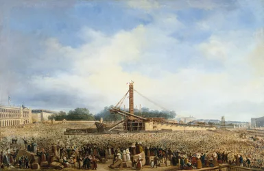Uppförande av Louqsor-obelisken på Place de la Concorde, 25 oktober
