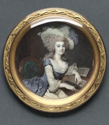 Porträtt av en kvinna vid ett cembalo, ca. 1788.