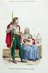 En gallisk familj i antiken, illustration från 