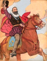 Kung Henrik IV (1553-1610) (Kung av Frankrike Henri IV) Illustration av Francois Edouard Zier (1856-1924) i Our-glories-nationales”” 1920