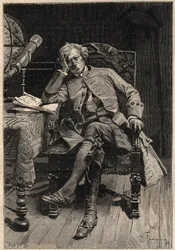 Guy Mannering - 1800-talsillustration till Walter Scotts roman "Guy Mannering or The Astrologer" (1771-1832) gravyr efter Flameng