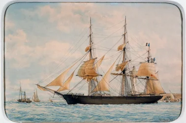 New York Ocean Herald klippare, av Francois Roux (1811-1882), akvarell