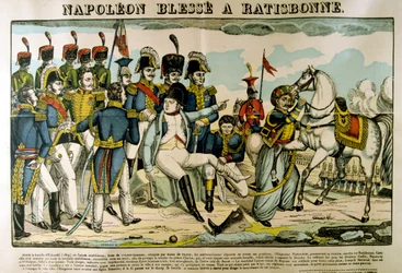Napoleon skadad i Ratisbon, april 1809, c1835