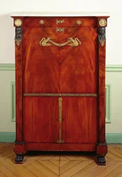 Skrivbord med lock (guld, mahogny, marmor & brons)