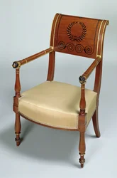 Fontainebleau fåtölj, 1796-1803 (mahogny)