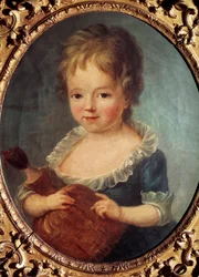 Fille a la poupee Målning av Francois Hubert Drouais (1727-1775) 1700-tal. Paris, Cognacq Jay-museet.