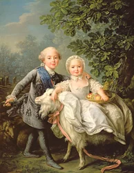 Porträtt av Charles Philippe av Frankrike (1757-1836) (senare Karl X) och hans syster Marie Adelaide (1759-1802) (senare drottning av Sardinien) 1763