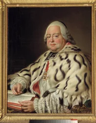 Porträtt av Francois Camille de Lorraine, riddare av Malta (1726-1788) Abbe av Saint Victor av Marseille, stordekanus för kapitlet i katedralen i Strasbourg Målning av Francois Hubert Drouais (1727-1775) 1700-talet. Dämpa. 0,79 x 0,64 m. Versailles,