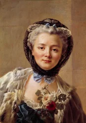 Porträtt av Madame Drouais, född Anne Francoise Dore (1732-1815), målarens hustru. Målning av Francois Hubert Drouais (1727-1775)