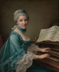 Porträtt av en kvinna, sägs vara Madame Charles Simon Favart..., 1757.