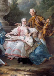 Familjen till Louis Francois du Bouchet, Marquis de Sourches och Grand Prevot de France Detail. Målning av Francois Hubert Drouais (1727-1775) 1756 sön. 3,24 x 2,84 m