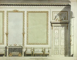 Design för hertiginnan av Mazarins hus, ca 1777 (akvarell på papper)