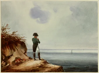 Helfigursporträtt av kejsar Napoleon I (1769-1821), akvarell av François Joseph Sandmann (1805-1880) efter anvisningar av Louis Marchand. 1820. Mått: 0,14 x 0,19 m. Malmaison, Slottsmuseet