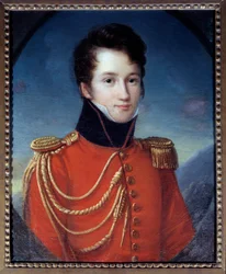 Porträtt av författaren och dramatikern Alfred de Vigny (1797-1863) i uniform som gendarm av kungens hus Målning av Francois Joseph Kinson (1771-1839) 1800-talet sön. 0,59x0,48 m. Paris, Musée Carnavalet