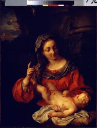 ""Jungfrun och barnet"" (Jungfrun och barnet) Målning av Francois Le Moyne (1688-1737) 1730 Eremitagemuseet Sankt Petersburg