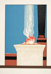 Flaming Torch från Prometheus Enchained by Aeschylus, pub. 1941 (stenciltryck)