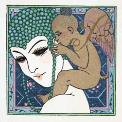 Bokstav A, från Personages de Comedie, pub. 1922 (stenciltryck)