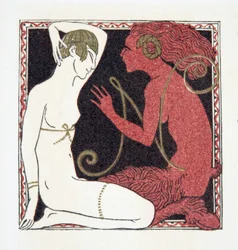 Bokstav N, från Personages de Comedie, pub. 1922 (stenciltryck)