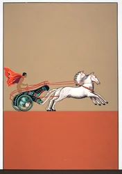 Man och vagn, illustration från Prometheus Enchained av Aeschylus, pub. 1941 (stenciltryck)