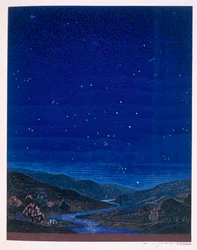 Nattlandskap, illustration från Rudyard Kiplings "Kim", 1930
