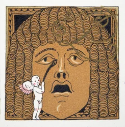 Näsan som kittlas av Cupid, från Personages de Comedie, pub. 1922 (pochoirtryck)