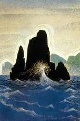 Homeros Odyssé: klippan i Gortyne, graverad av Theo Schmied, 1930-33 färglitografi