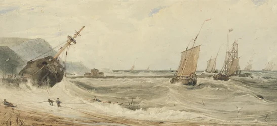 Boulognes hamn (wc över grafit och kroppsfärg på papper)