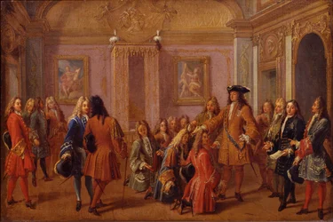 Första upplåtelsen av riddarna av Saint-Louis-orden av Ludvig XIV i Versailles den 8 maj 169