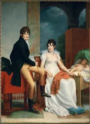 Greve Moritz Christian Fries och grevinnan Maria Theresia Fries med sitt barn Moritz, född 1804 (olja på duk)
