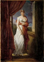 Porträtt en pied av Madame Tallien, född Cabarrus, prinsessa av Caraman - Chimay (1773-1835) Målning av Francois Gerard (1770-1837) 1804 Sön. 0,32 x 0,20 m.