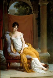 Porträtt av Juliette Récamier, kallad Madame Récamier (1777-1849), hustru till Lettres française. Målning av François Gérard (1770-1837), 1805, Sol. 2,25 x 1,48 m, Paris, Musée Carnavalet