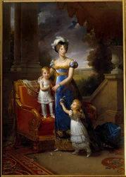 Porträtt av Marie Caroline, prinsessan av de två Sicilierna, hertiginnan av Berry (1798-1870) och hennes barn Målning av Francois Gerard (1770-1837) 1820 Sön. 0,4x0,3 m