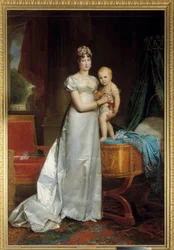 Porträtt av imponen Marie Louise (1791-1847) och kungen av Rom Målning av Francois Gerard (1770-1837) 1813. Dim. 2,40 x 1,62 m. Versailles, Musee du Chateau - Porträtt av kejsarinnan Marie Louise (1791-1847) och kungen av Rom. Målning av Franco