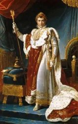 Porträtt av kejsar Napoleon I Bonaparte 1769-1821 i hans kröningsdräkt