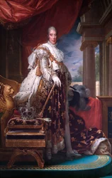 Porträtt av kung Karl X av Frankrike i sin kröningsdräkt, ca 1824.