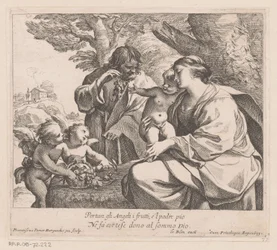 Helig familj med putti och druvor Portan gli Angeli i frutti (...) (titel på objekt)