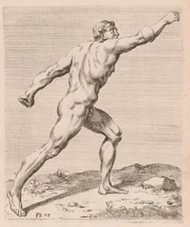 Borghese Gladiator, sidovy, vriden till höger [skylt 28]