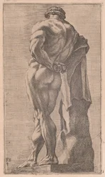 Farnese Hercules, sedd bakifrån [skylt 4]