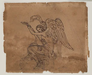 Allegorisk figur med luta, ca 1825 (bläck och krita på papper)