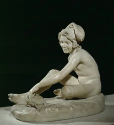 Neapolitansk fiskarpojke leker med en sköldpadda (skulptur)